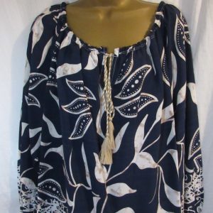 New Ladies Blue Print On Off Shoulder Top One size fits sizes 18 20 22