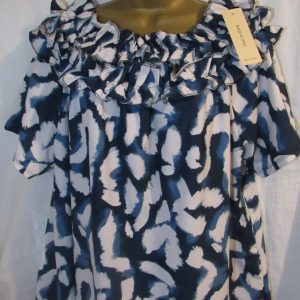 NEW Ladies Women Navy Ruffle Top One size fits sizes 16 18 20 22