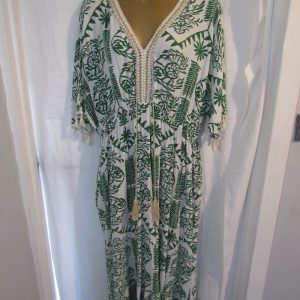 New Ladies Green Tassel Pattern Dress One Size Fits 18 20 22 NON RETURNABLE