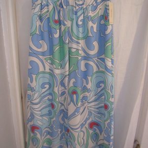 NEW Ladies Blue Print Palazzo Wide Leg Elasticated Waist Trousers One Size Fits sizes 18 20 22 24 NON RETURNABLE
