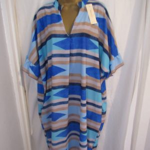 NEW Ladies Blues Stripe Plus Size Grandad Collar Pocket Dress One size fits sizes 18 20 22 24 NON RETURNABLE