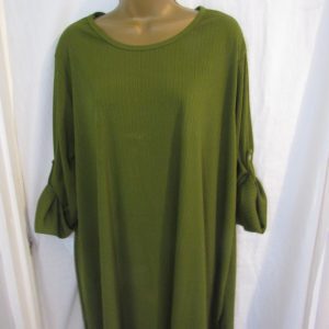 New Ladies Green Ribbed Top One Size fits sizes 18 20 22 24