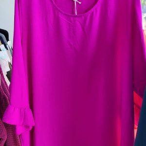 NEW Ladies Cerise Frill Sleeve Top One Size fits sizes 18 20 22 24