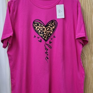 NEW Ladies Cerise Heart T-Shirt One Size fits sizes 18 20 22