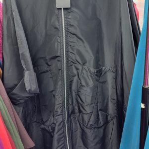 NEW Ladies Black Plus Size Longer Hooded Rain Coat One Size fits sizes 18 20 22 24