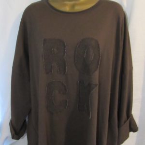NEW Ladies Brown ROCK Sweatshirt One Size fits sizes 16 18 20