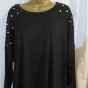 NEW Ladies Black Bead Shoulder Jumper One Size fits sizes 16 18 20