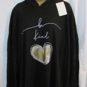 NEW Ladies Black Be Kind Hooded Top One size fits sizes 18 20 22