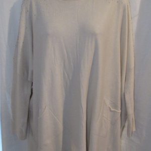 NEW Ladies Cream Sparkle Shoulders Long Length Jumper One Size fits sizes 18 20 22