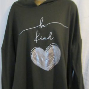 NEW Ladies Khaki Be Kind Hooded Top One size fits sizes 18 20 22
