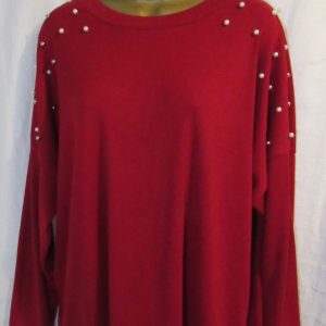 NEW Ladies Burgundy Bead Shoulder Jumper One Size fits sizes 16 18 20