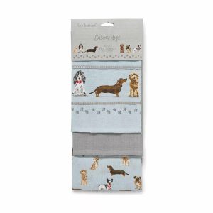 Curious Dogs Set of 3 Tea Towel Set