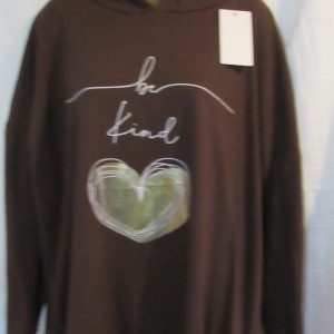 NEW Ladies Brown Be Kind Hooded Top One size fits sizes 18 20 22
