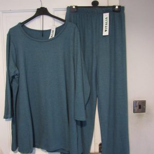 NEW Ladies Blue 2 Piece Suit One Size fits sizes 18 20 22 24