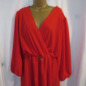 NEW Ladies Red Wrap Around Look Top One Size Fit Sizes 18 20 22