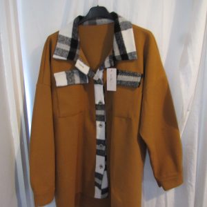 NEW Ladies Tan Check Shacket One Size fits sizes 18 20 22