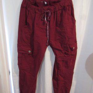 NEW Ladies Plum Stretchy Crinkle CARGO Magic Trousers One Size Fits 10 12 14 16 Size 1
