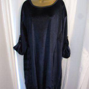 NEW Ladies Navy Blue Velvet Feel Long Dress One Size Fits 20 22 24 Plus Size