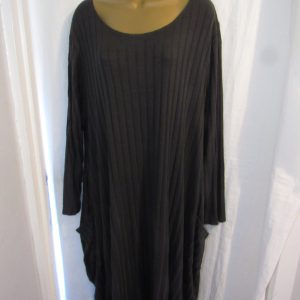 NEW Ladies Charcoal Grey Longer Length Ribbed Pocket Cardigan One size fits sizes 18 20 22