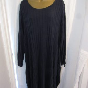 NEW Ladies Navy Ribbed Pocket Long Dress One Size Fits 18 20 22 Plus Size