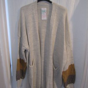 NEW Ladies Stone with colour detailing cardigan One Size fits sizes 18 20 22