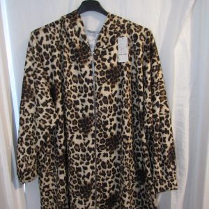 New Ladies Brown Animal Print Zip Up Hooded Lightweight Jacket One Size fits sizes 18 20 22 24