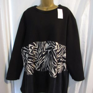 NEW Ladies Black Zebra Detail Sweatshirt Warm Plus One Size fits sizes 18 20 22 24
