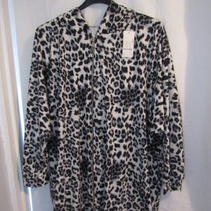 New Ladies Black Animal Print Zip Up Hooded Lightweight Jacket One Size fits sizes 18 20 22 24