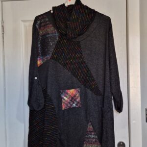 New Ladies Black Marl Colourful Snood Jumper One Size fits sizes 16 18 20 22