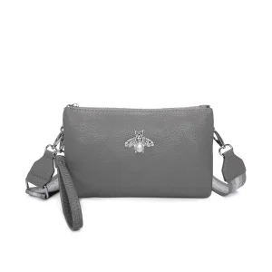 New Ladies Grey Wristlet Cross Body Purse