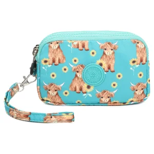 New Ladies Featherweight Nylon Compact Purse Pouch - Happy Cow