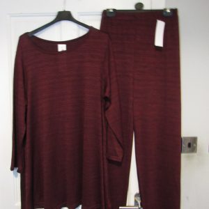 NEW Ladies Burgundy 2 Piece Suit One Size fits sizes 18 20 22 24
