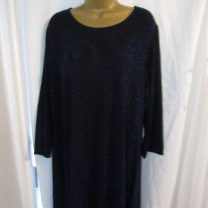 NEW Ladies BLUE Lurex Swing Top. 3/4 Sleeves & Round Neck SIZE 22-24