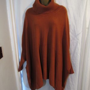 NEW Rust Cowl Neck Tassel Soft Poncho Jumper One size fits sizes 18 20 22 24 26 28