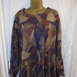 NEW Ladies Purple with Beige Sparkle Top One Size fit sizes 18 20 22