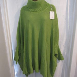 NEW Lime Green Cowl Neck Tassel Soft Poncho Jumper One size fits sizes 18 20 22 24 26 28