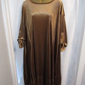 NEW Ladies Camel Velvet Feel Long Dress One Size Fits 20 22 24 Plus Size