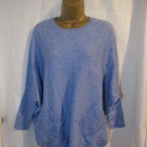 New Ladies Pale Blue Lace Back Batwing Soft Jumper One Size fits sizes 16 18 20 22