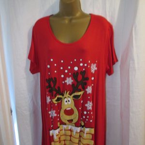 New Ladies Red Rudolph on a Wall A Line Tunic Sized 20