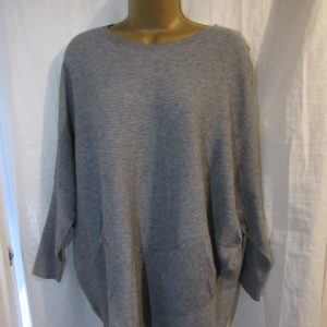 New Ladies Grey Lace Back Batwing Soft Jumper One Size fits sizes 16 18 20 22