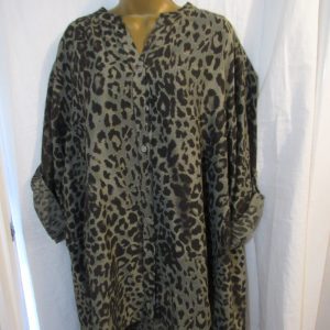New Ladies Khaki Green Animal Print High Low Shirt One Size Fits sizes 18 20 22
