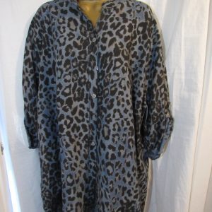 New Ladies Denim Blue Animal Print High Low Shirt One Size Fits sizes 18 20 22