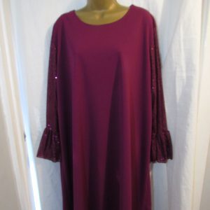 New Ladies Magenta Long Sleeve Sequin Sleeve Dress One Size Fits sizes 18 20 22