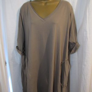 New Ladies Mocha V Neck Oversized Top One Size Fits sizes 18 20 22 24