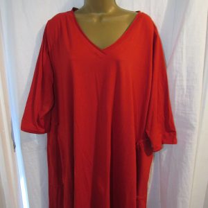 New Ladies Red V Neck Oversized Top One Size Fits sizes 18 20 22 24