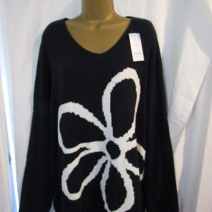NEW Ladies Navy Blue Flower Jumper One Size Fits 18 20 22