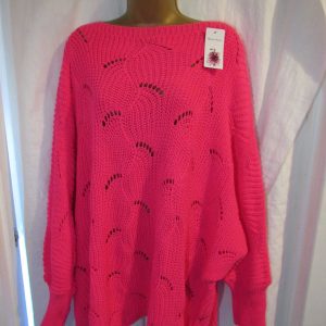 NEW Ladies Cerise Feather Print Jumper One Size Fits 18 20 22