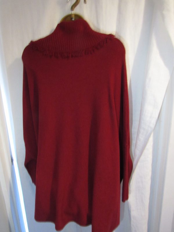 NEW Burgundy Plum Cowl Neck Soft Poncho Jumper One size fits sizes 18 20 22 24 - Image 3