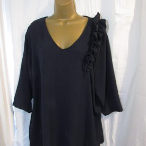 NEW Ladies Navy Blue Frill on One Shoulder Top V Neck One Size fits sizes 18 20 22