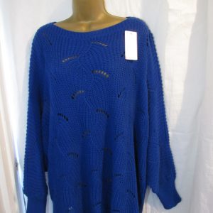 NEW Ladies Royal Blue Feather Print Jumper One Size Fits 18 20 22